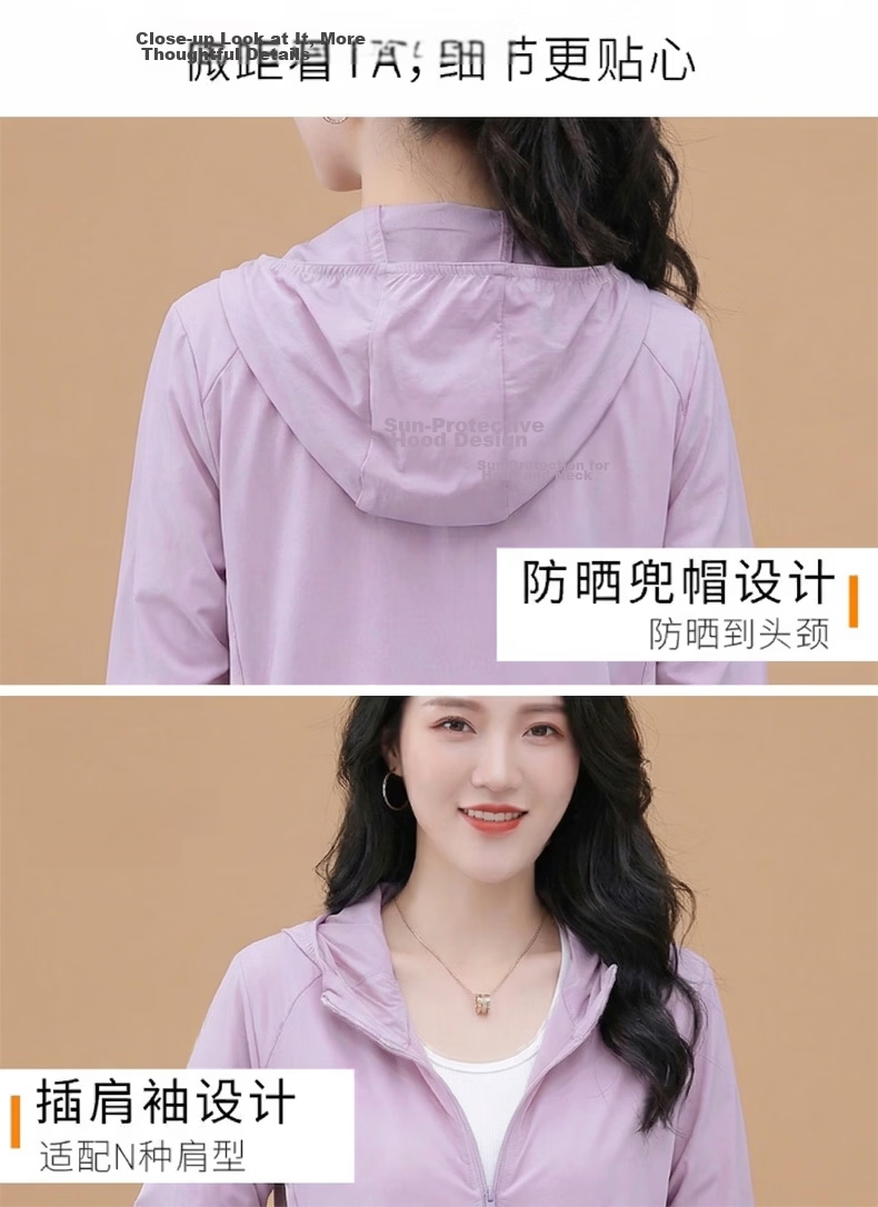 AEMAPE Lightweight Sunscreen Jacket for Women Summer 2026 New Mid-Aged Mom UV Protection Outdoor Skin Jacket Coat 12