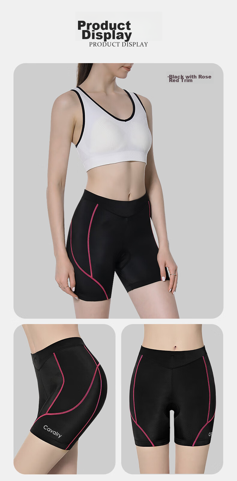 CAVALRY Women's Cycling Shorts with Silicone Foam Padded Seat, Mountain And Road Bike Riding Gear, Black M 7