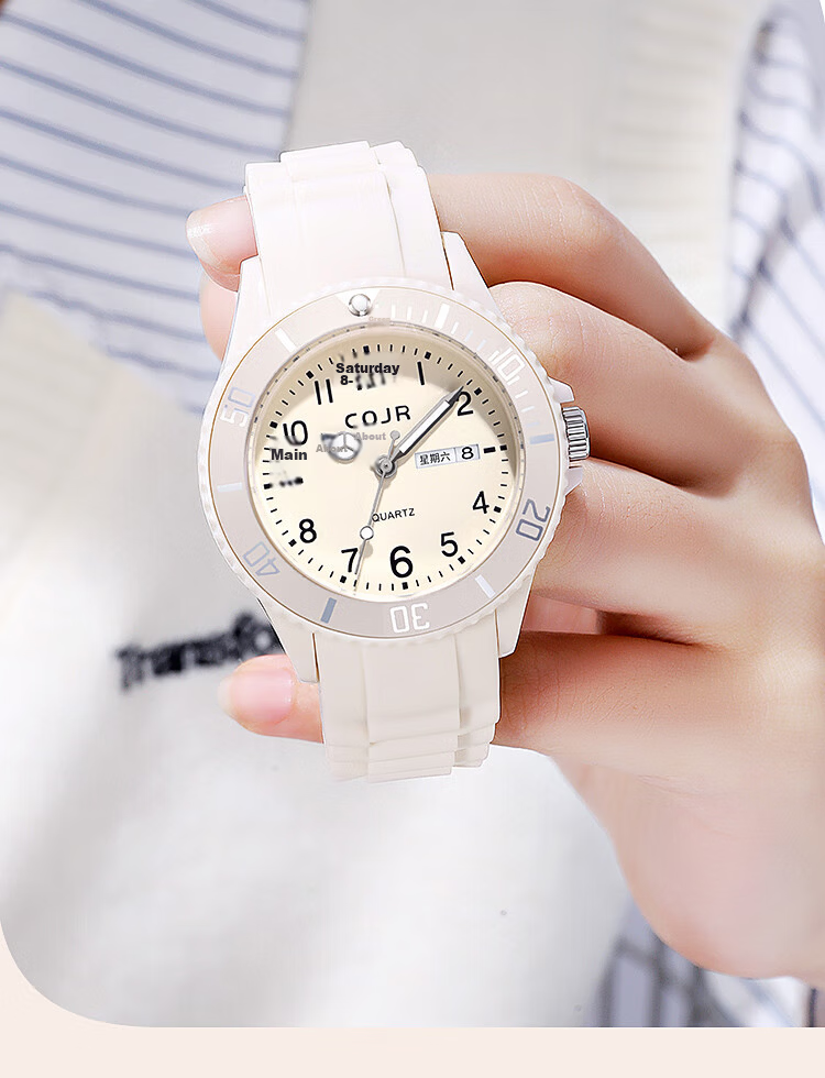 COJR Women's Watch Silicone Waterproof Luminous Electronic Quartz for High School Students Exam Use 5