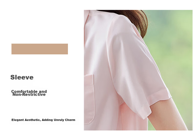 Jeanswest Women's Short Sleeve Shirt 2026 Summer Korean Style Lace Trim Lapel Waist Slimming High-End Pink M 5
