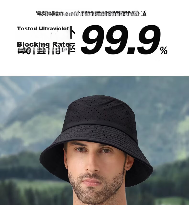 Miiow Men's Summer Breathable Mesh Large Head Circumference Bucket Hat Sunshade Wide Brim Face Slimming Sun Hat 10