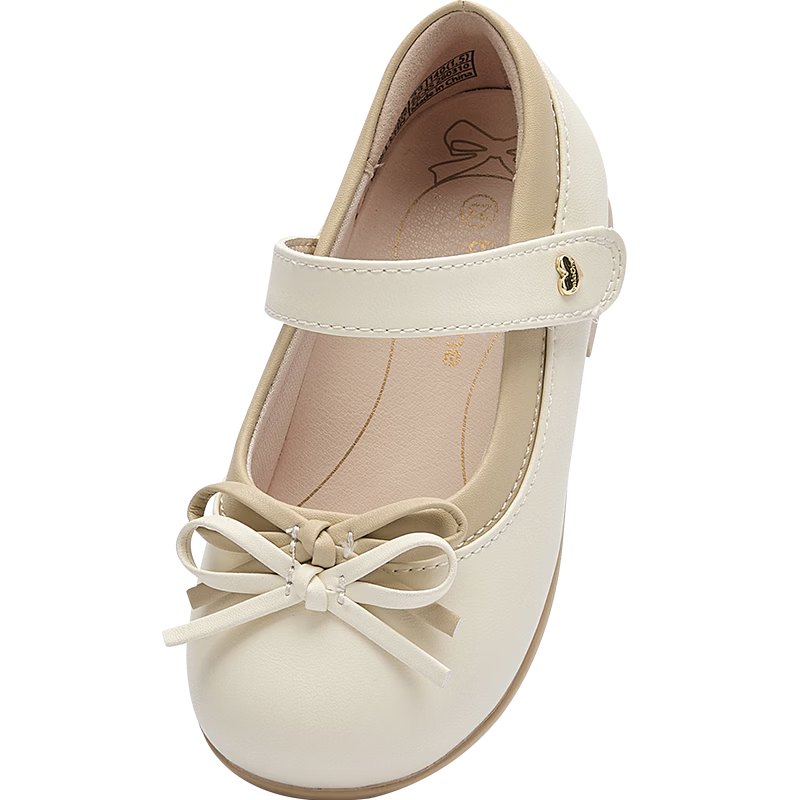 Balabala Girls Princess Shoes 2026 New Spring Autumn Colorblock Spliced Leather Shoes 3D Double Bow Sandals for Girls