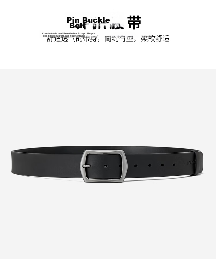 BOSTANTEN Minimalist Korean Style Men's Casual Leather Belt with Pin Buckle, Trendy and Versatile Waistband for Men, Perfect Birthday Gift for Boyfriend 3
