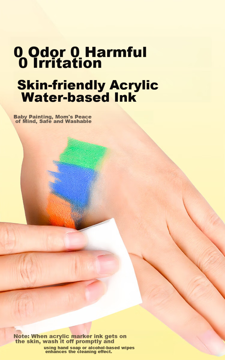 JD Jingzao Direct Liquid Acrylic Marker 36 Colors Large Capacity Elastic Soft Tip High Coverage Non-Bleed Student Watercolor Drawing Pen Birthday Gift for Boys and Girls 10