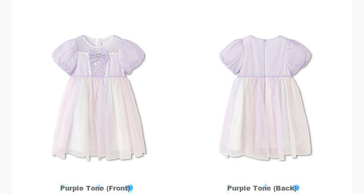 Balabala Girls' Dress Children's Dress Big Kids 2026 Summer Baby Mesh Dress Puff Sleeve Party Princess Dress 14