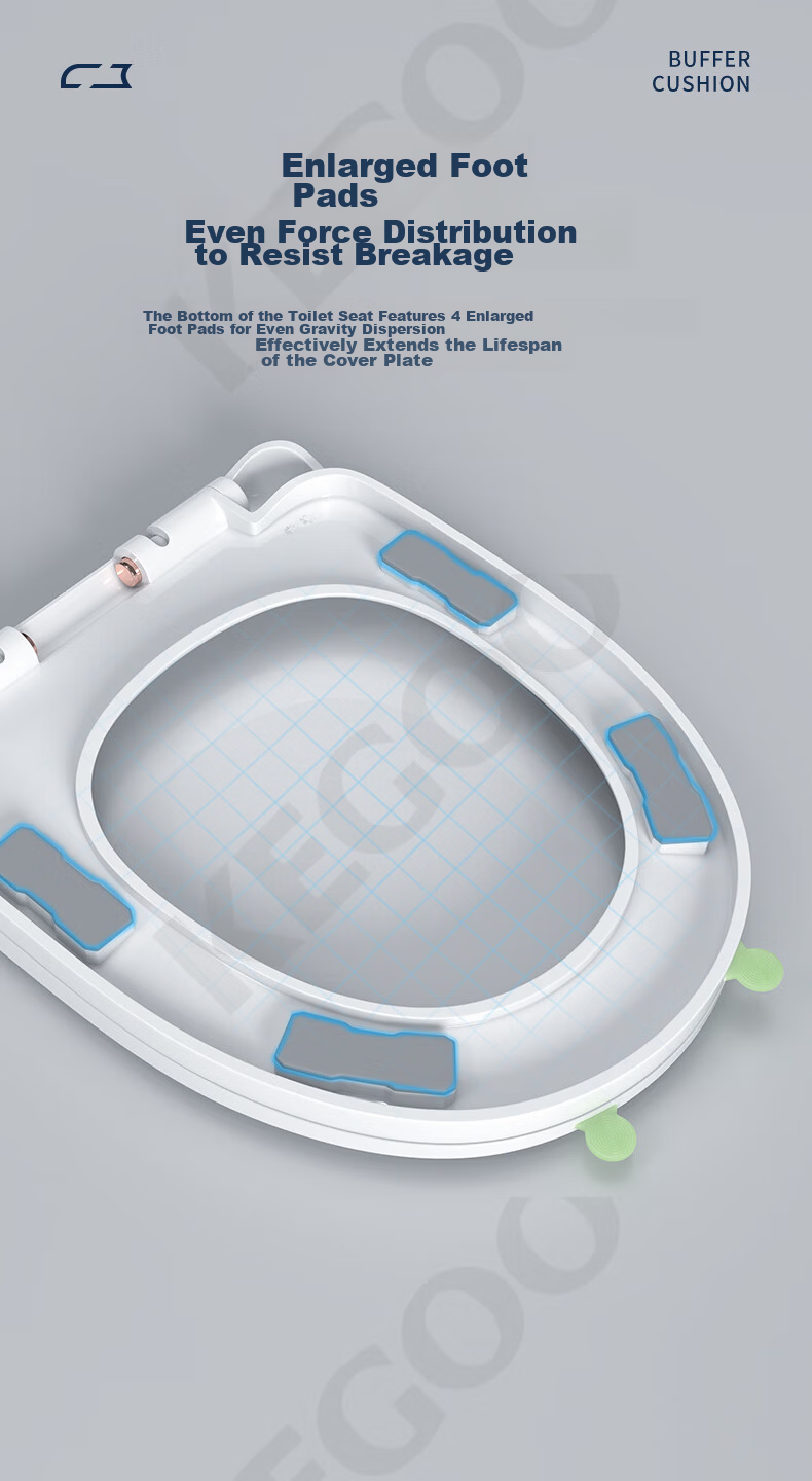 KEGOO Thickened Universal V-Shaped Toilet Seat Cover for Home Old-Style Commode Slow-Closing Cushion Ring Large Footrest Cover K7023 14