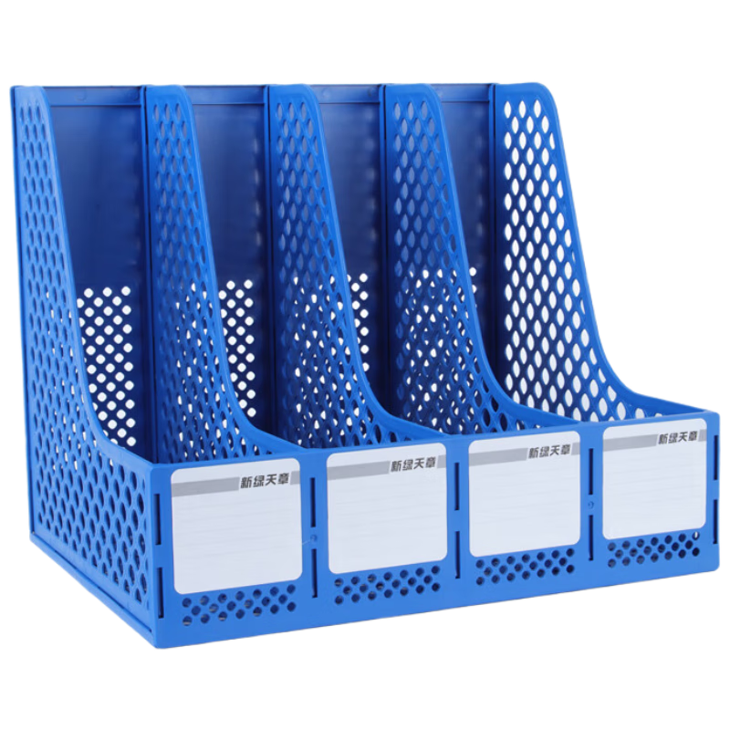 TANGO Four-Unit File Organizer Tray, A4 Size, Reinforced PP Material, Detachable Combination, Office Storage, Blue, Desktop File Holder, Document Frame, Office Essential