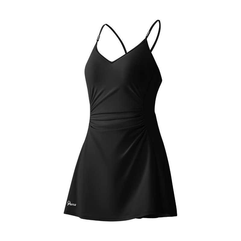 PUMA Women's One-Piece Swimsuit with A-Line Skirt, Slimming and Tummy Control, Original Yarn, UPF50+ Sun Protection, Breathable Beach Swimwear for Hot Springs