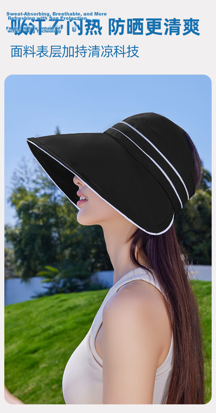 Romon Women's Sun Protection Hat UV Protection Wide Brim Face Covering Sun Hat Open Top Bucket Hat 3