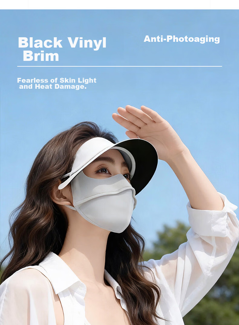 JEEP Women's Summer Sun Protection Face Mask UV Protection Ice Silk Breathable Full Face Shield Hat 5