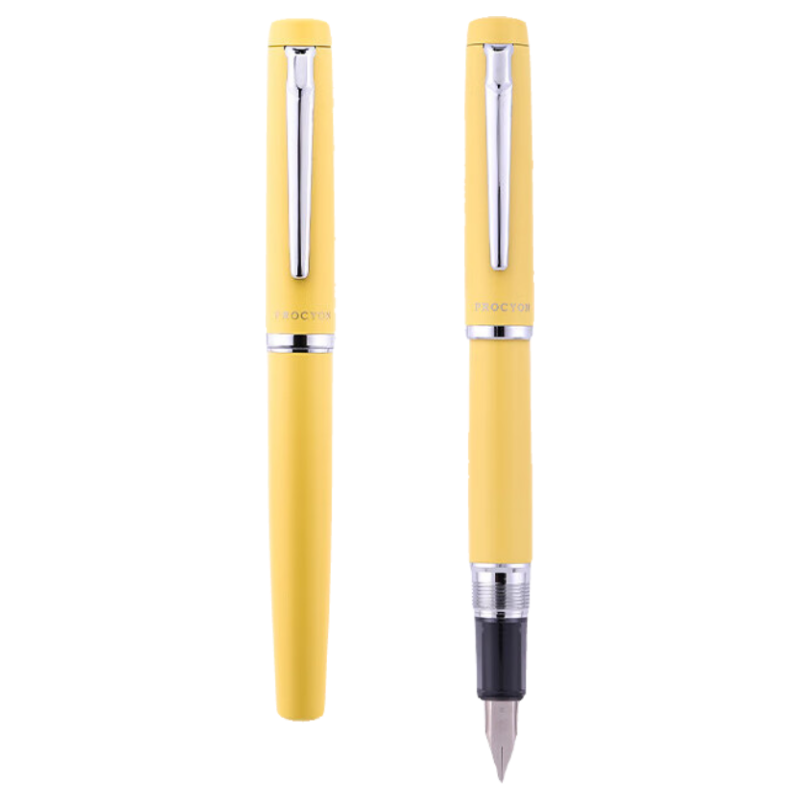 PLATINUM Fountain Pen PNS-5000 Fountain Pen PROCYON Handwriting Practice Iridium Nib with Replaceable Ink Cartridge, Lemon Yellow, Fine Nib