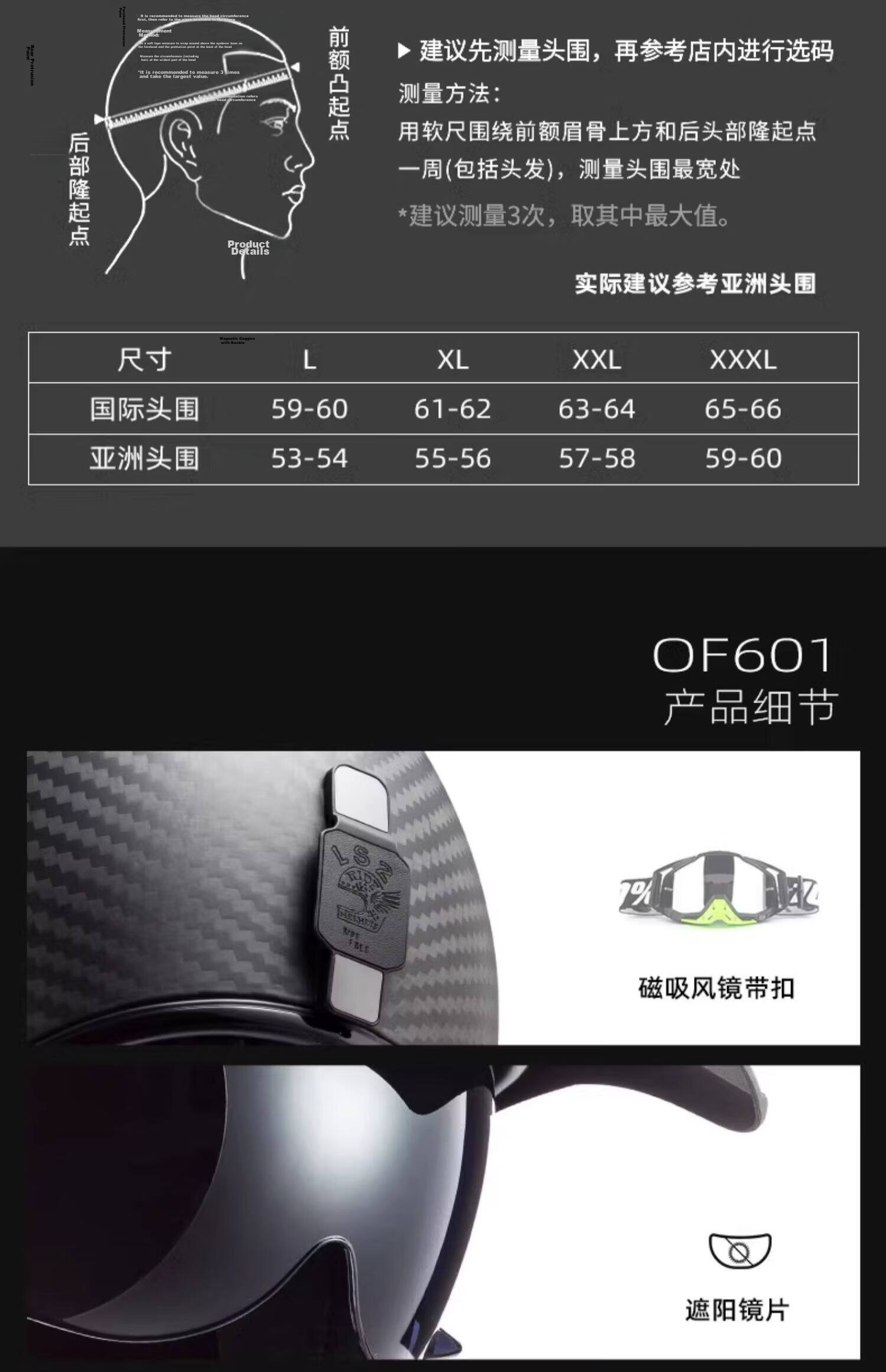 LS2 Motorcycle Retro Carbon Fiber 3/4 Helmet OF601 Matte Black XL 12