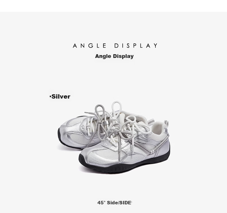 CAMEL Wang Junkai Edition Crescent Moon Trainer 4th Gen Women's Retro Racing Shoes L26A548053 Silver Size 36 38