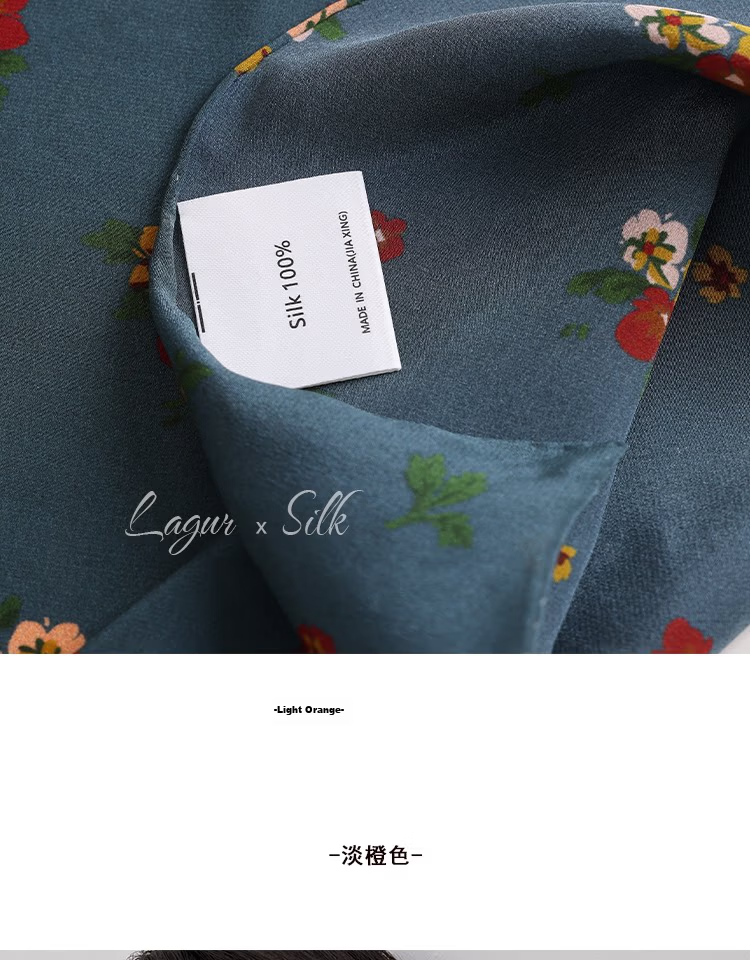 Lagur Nostalgic "Oriental Aesthetic" Vintage Red Mulberry Silk Scarf Square Hong Kong Style Women's Gift for Mom Camellia Red 24