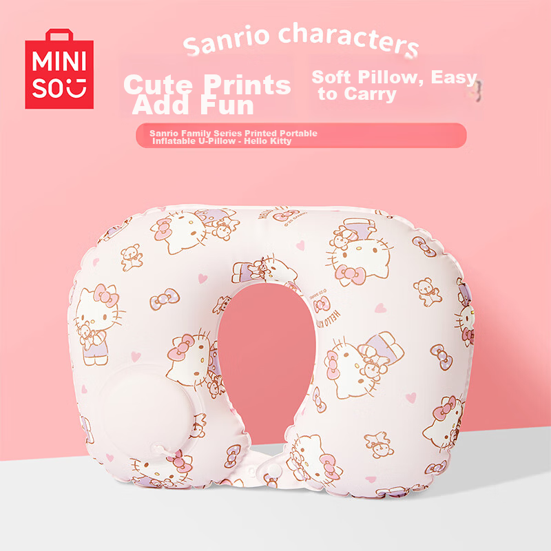 MINISO Sanrio Series Printed Portable Inflatable U-Shaped Pillow Hello Kitty Portable Travel Pillow