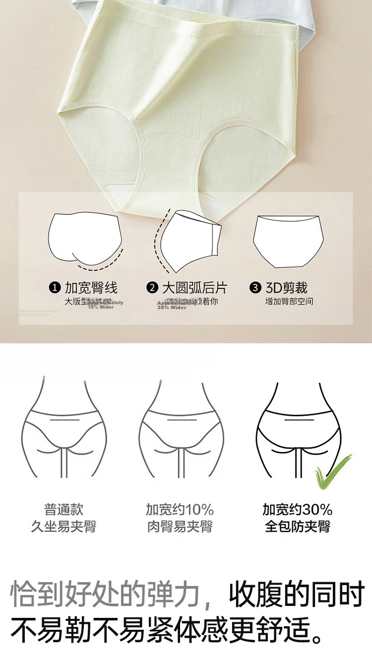 Urban Beauty First No-Wash A-Class Cotton Women's Underwear Silk Gusset 10A Antibacterial Mid-Waist Plus Size Women's Briefs 16