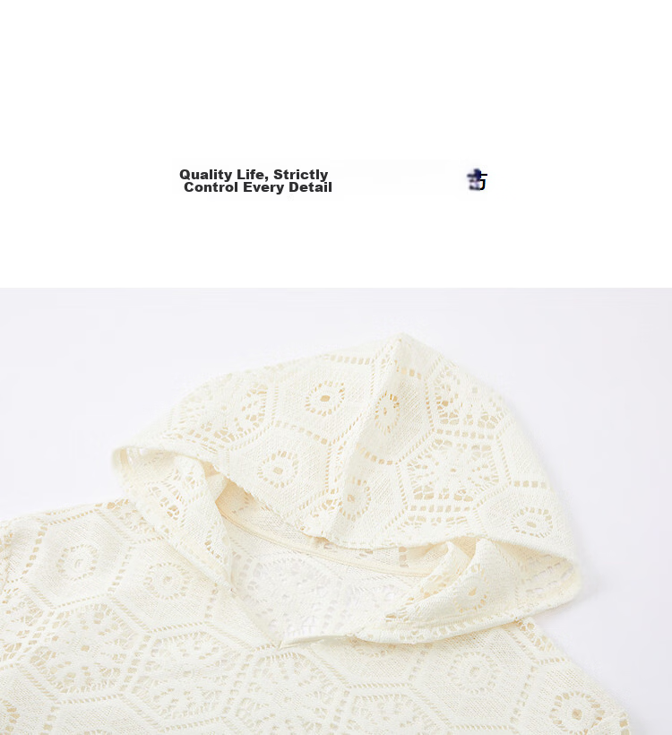 Demana [Moonlight Lace] Spring Elegant Lady Lightweight Hooded Hollow-out Design Loose Fit Petite Women's T-Shirt 12