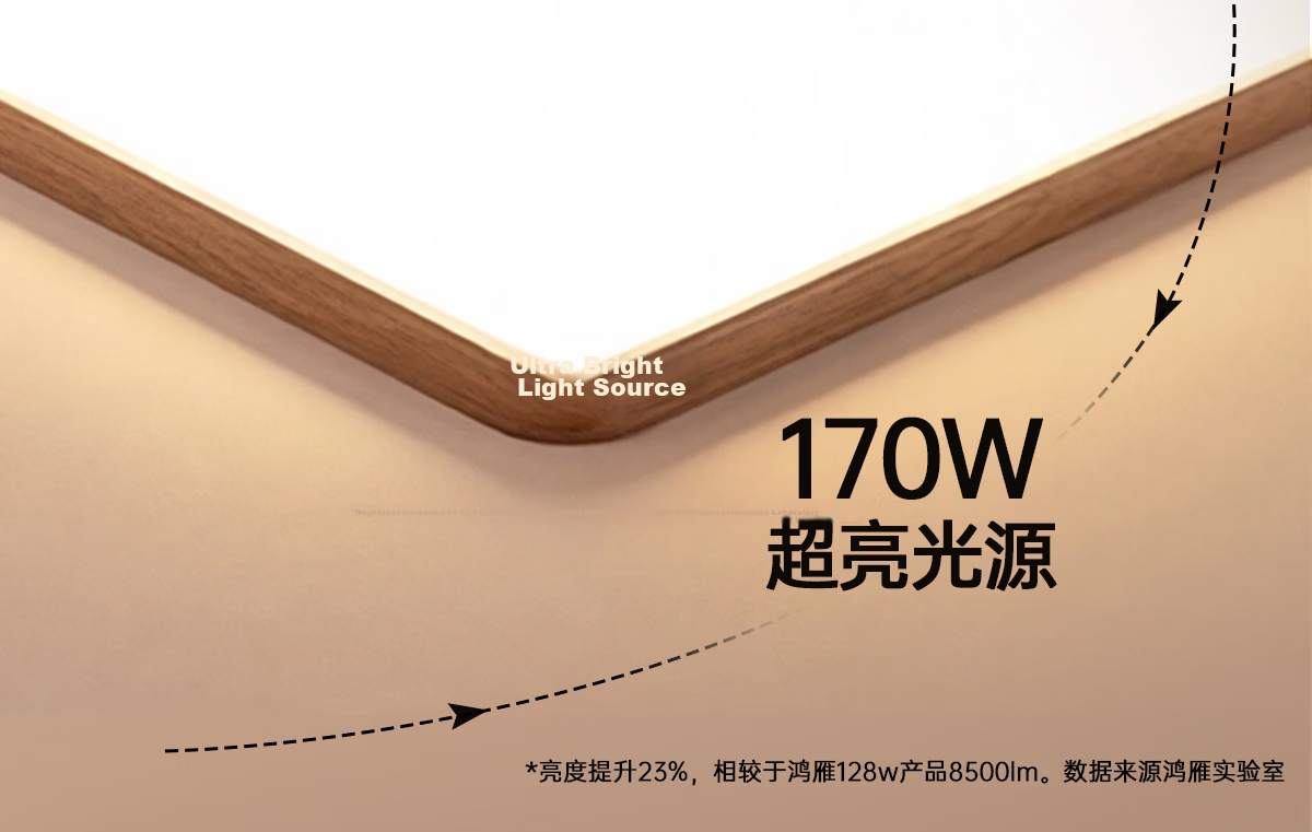Hongyan Vintage Style Round Ceiling Light 36W Full Spectrum Eye Protection Three-Stage Color Temperature Adjustable Black Walnut Wood Grain 20