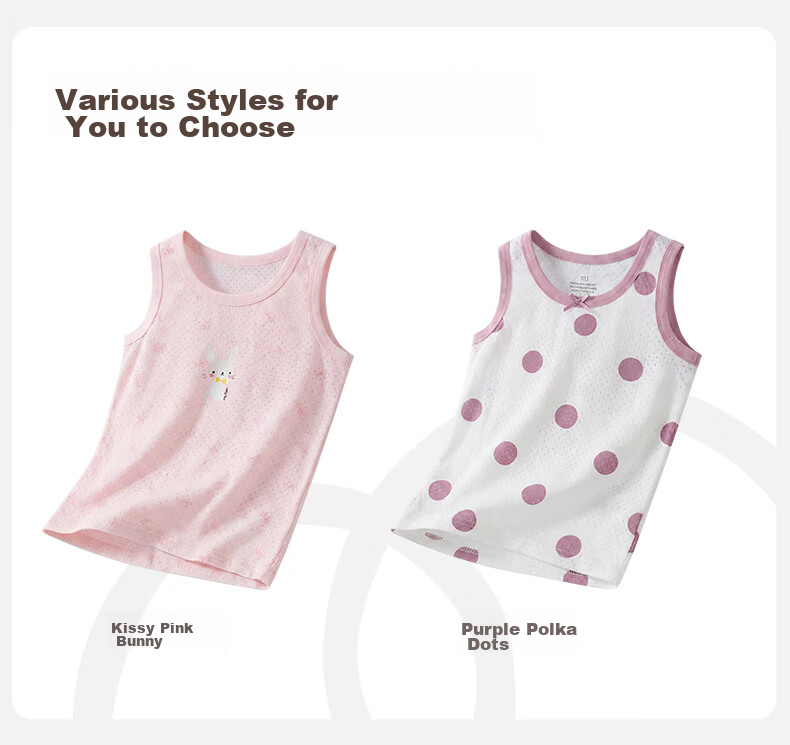 Xueqiman Girls' Cotton Vest A-Class Children's Underwear Summer Kids' Base Layer T-Shirt Sleeveless Top for Girls and Babies 14
