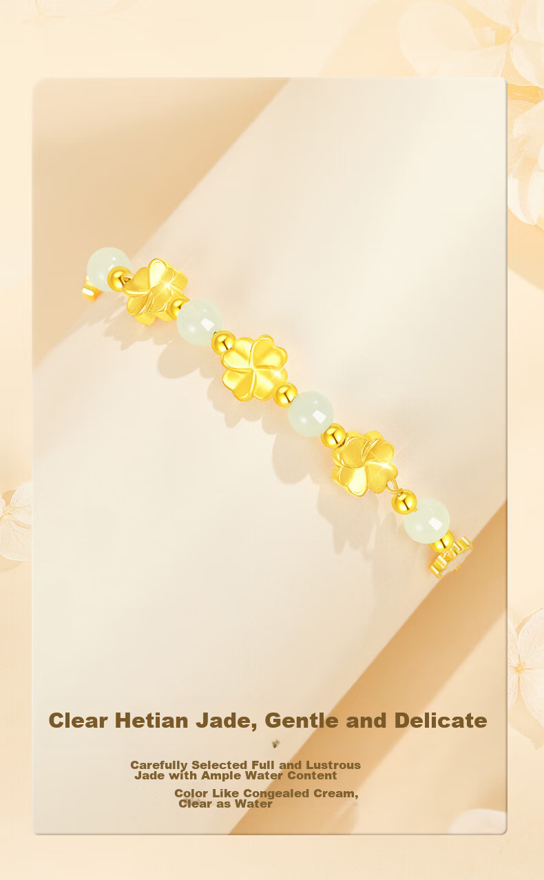 Lao Feng Xiang 2026 New Pure Gold Four-Leaf Clover Bracelet for Women Birthday Anniversary Gift for Girlfriend Wife 6