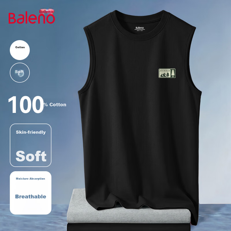 Baleno Heavyweight Pure Cotton Vest Men 2026 Summer New Moisture-Wicking Breathable Refreshing Sleeveless T-Shirt Men's Sports Tank Top 23