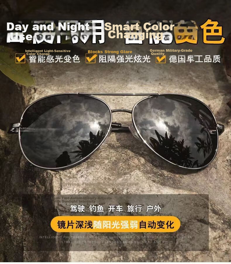 Feisite Sunglasses HD Unisex Polarized UV Protection Driving Glasses Full Black Frame Photochromic 13