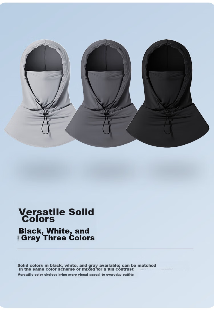 Seven Wolves Men's Sun Protection Hat Set with Face Shield, Women's Ice Silk Sleeve Covers, Summer Outdoor Sunshade Hat Two-Piece Set 4