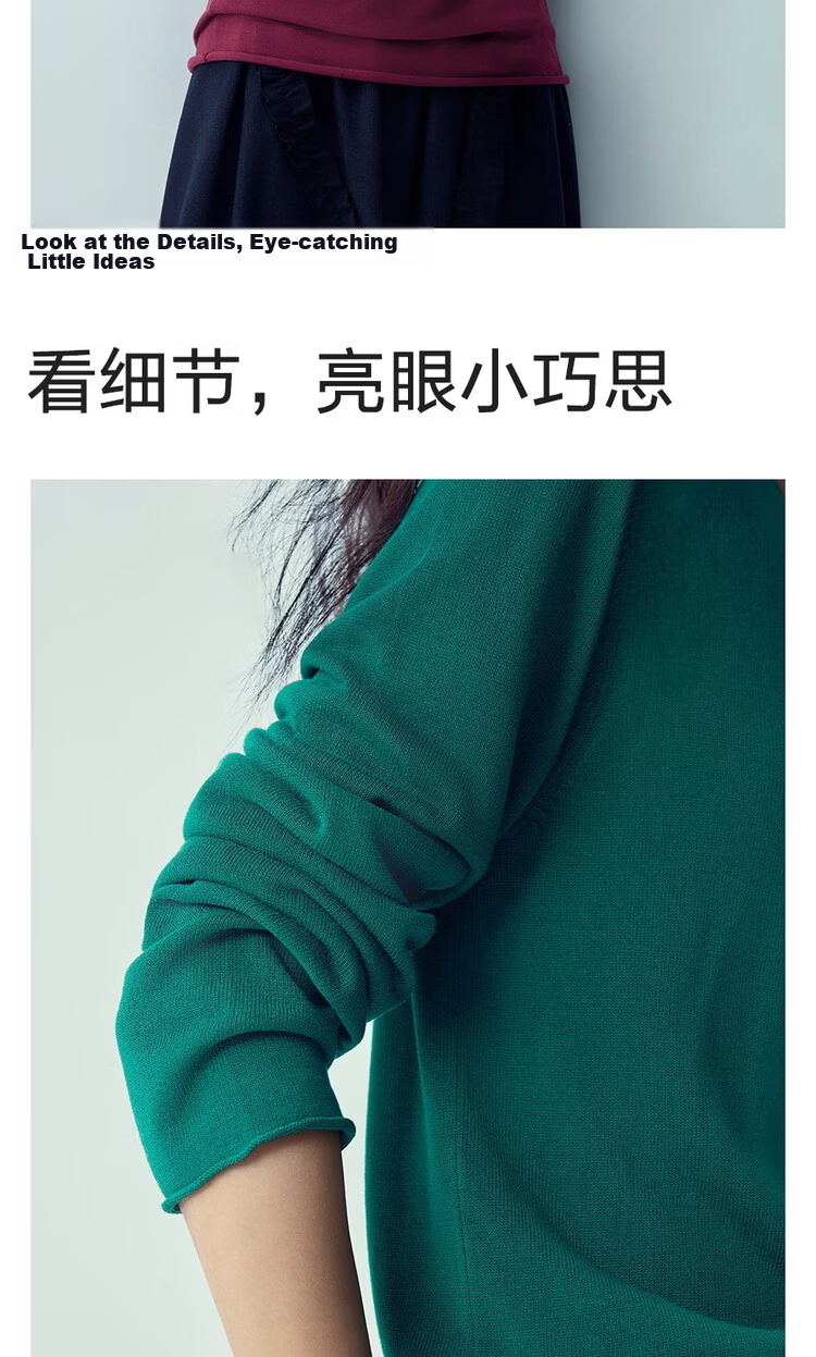 Giordano 2026 Spring New Solid Color Boat Neck Lightweight Rolled Edge Knit Long Sleeve Sweater for Women 13356226 9