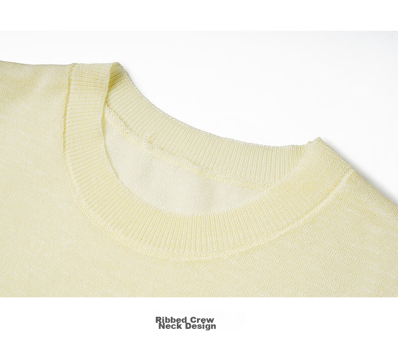Olrain Eurielle Summer New Women's Lazy Bamboo Slub Yarn Knit Loose Versatile Thin Pullover Light Yellow M 23