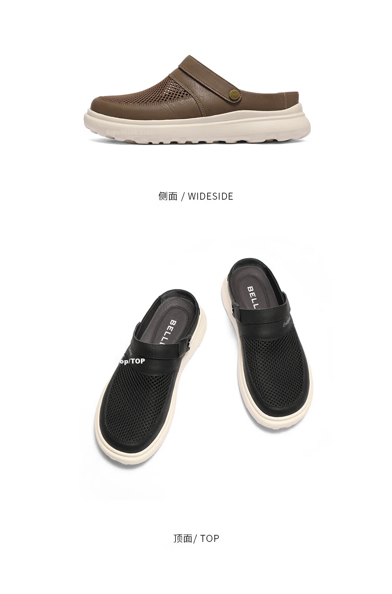 Belle Qixi Festival Gift Breathable Hole Shoes Men Summer Slip-On Lazy Shoes Thick Sole Closed Toe Sandals A1941BH5 Gray Size 40 6