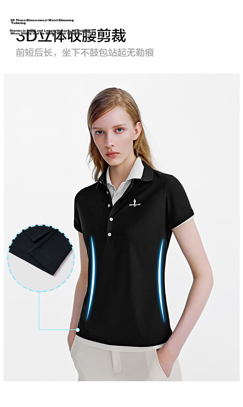 Biyinlefen Summer Women's Fashion Five-Button Commuter Casual Intelligent Elegant Lapel Short Sleeve Polo Shirt 11