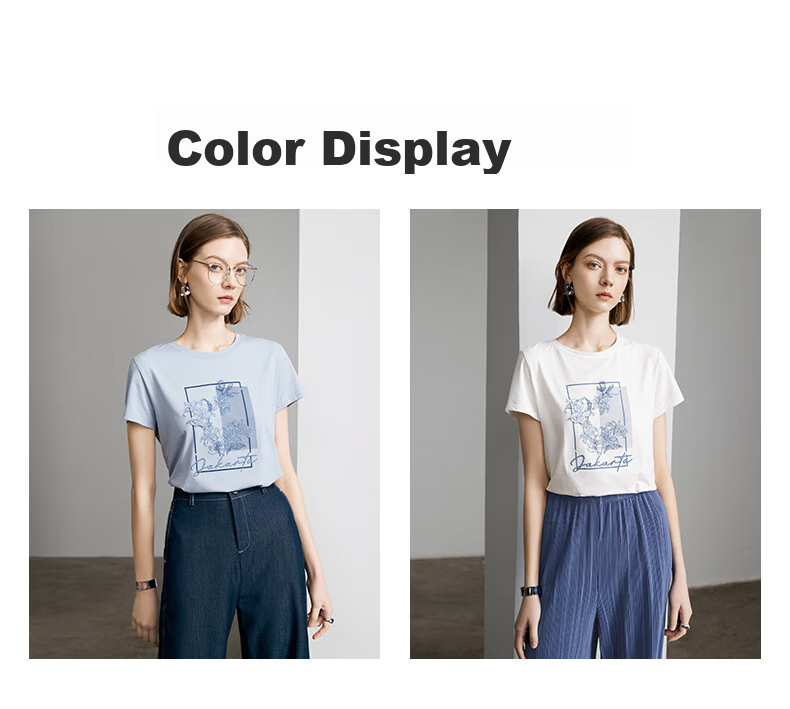Yanyu Embroidered Short Sleeve T-Shirt Women 2026 Summer Fashion Simple Round Neck Loose Fit Top White L 5