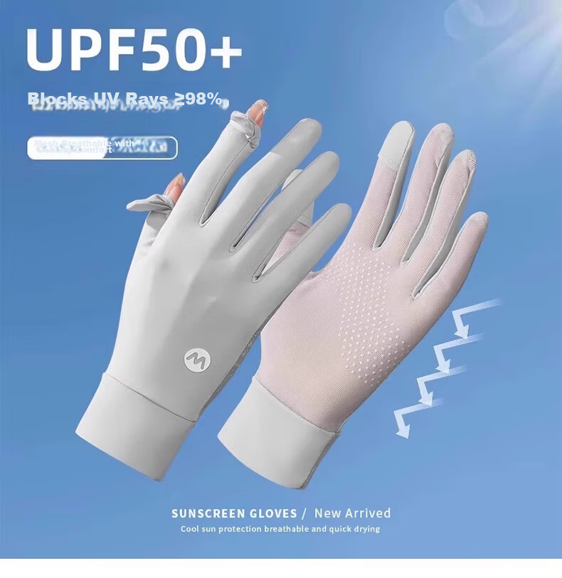 TUCANO Women's Summer UV Protection Ice Silk Driving Sunshade Thin Touchscreen Gloves 19