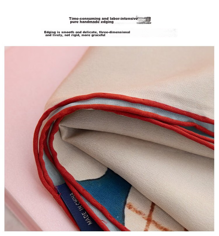 Lagur Swan Fairy Tale Silk Scarf Mulberry Silk Headband Summer Women's Square Scarf Fairy Tale Town (Pink Gift Box) 7