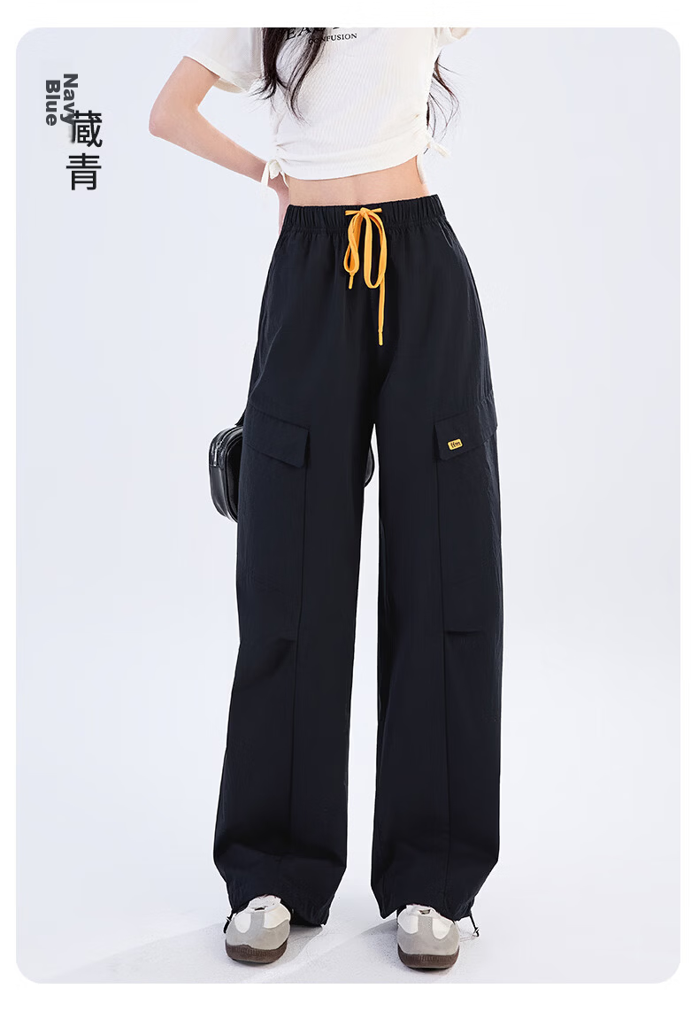 Langsha Women's Wide-Leg Cargo Pants 2026 Summer Thin Fashion Loose Breathable Casual Sports Straight-Leg Jogger Hiking Pants 24