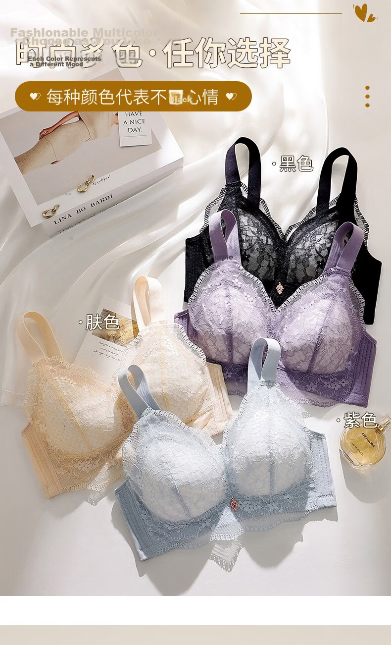 Mankejiao Summer Plus Size Women's Lingerie Large Cup Slimming Full Coverage Bra Lift and Support Thin Anti-Sagging Bra 9