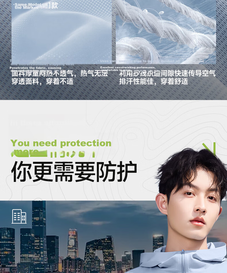 MINISO Men's High-Protection Sunscreen Jacket Ice Silk Cooling Outdoor Cycling Fishing Lightweight Hooded Sun Protection Skin Jacket Z Gray 3XL 16