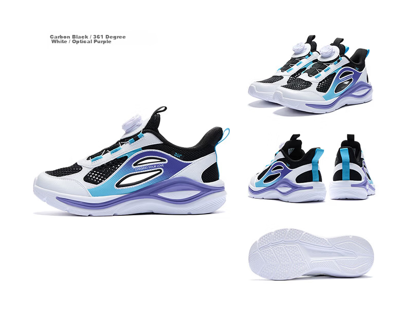 361° Kids Sports Shoes 26 Summer Boys Girls Breathable Running Shoes with Dial Buckle Black Size 31 22