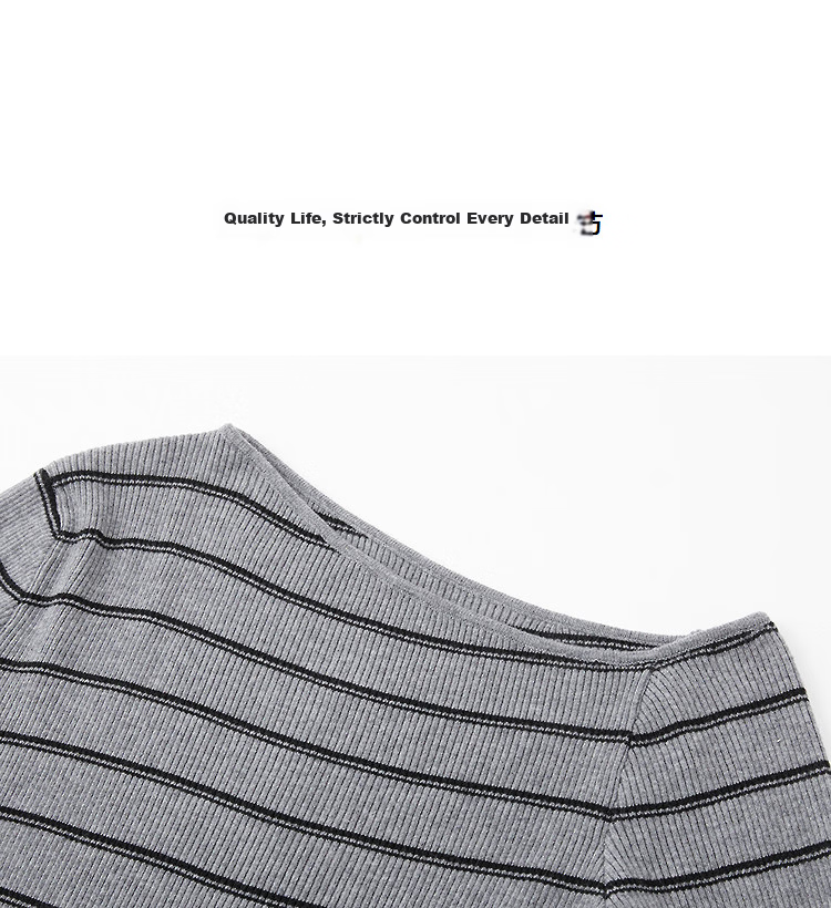 Demana Salt Series Pop Poetry Spring Retro Style Asymmetric Collar Striped Soft Stretch Slimming Concealing Knit Sweater for Women High-End Feel 12