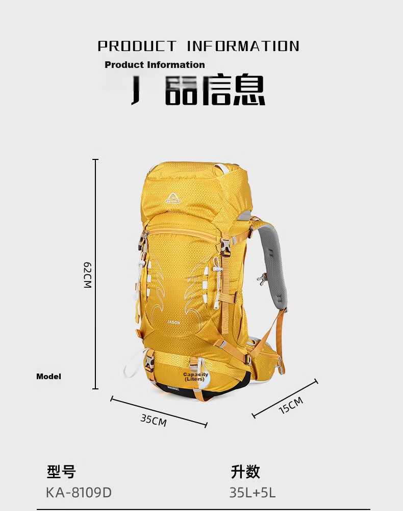 AiWang Women's Oxford Cloth Hiking Backpack Men's Outdoor Suspension Load Heavy Duty Large Capacity Travel 35+5L Gray 12