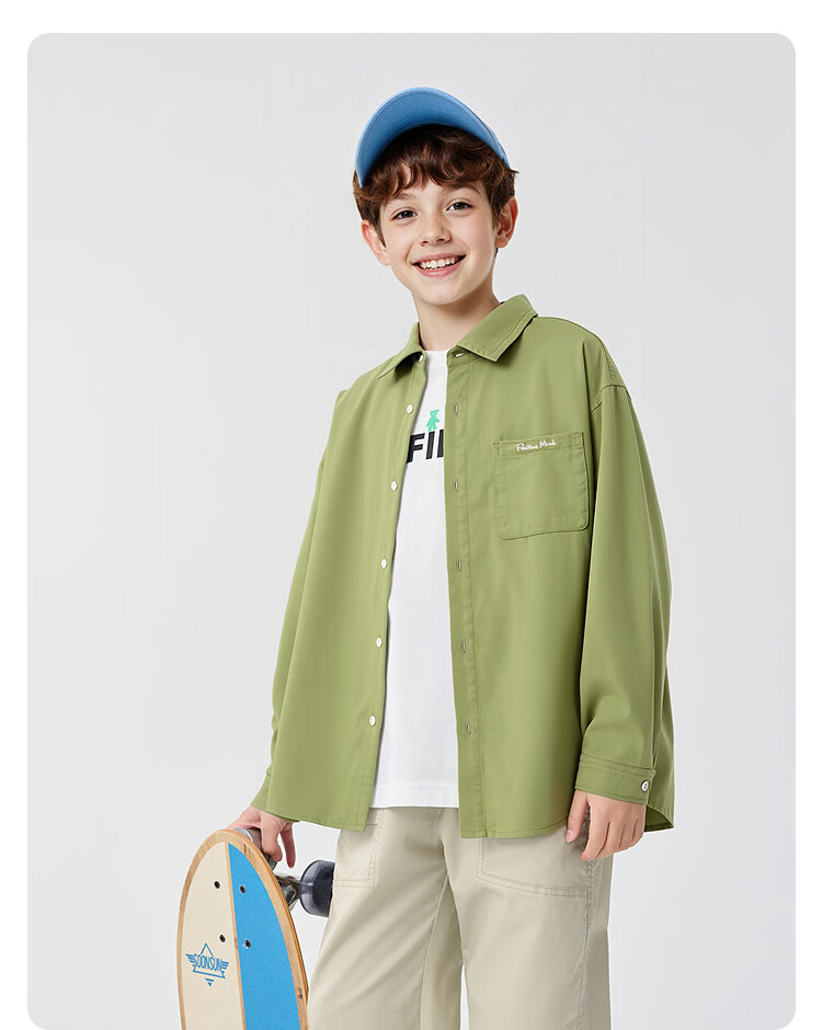 Balabala Boys' Long Sleeve Shirt with Turn-Down Collar Baby 2026 New Spring Curved Hem Pure Cotton Skin-Friendly Versatile Top 44