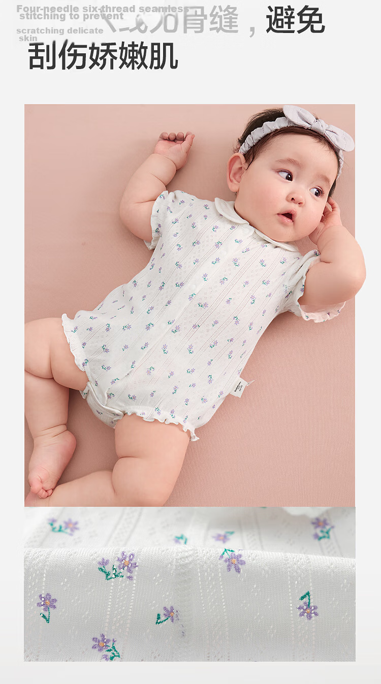 BALABALA Children's Cotton Triangle Shirt, New Summer Thin Style, Baby Bodysuit Two-Piece Set, for Newborns 0-6 Months 9
