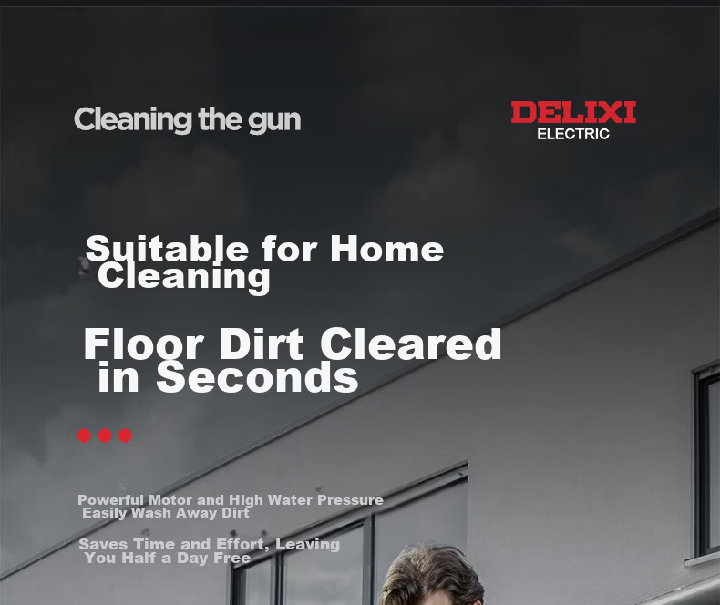DELIXI Portable High-Pressure Cordless Lithium Battery Car Wash Gun High-Power Brush Pump Car Cleaning Tool 5