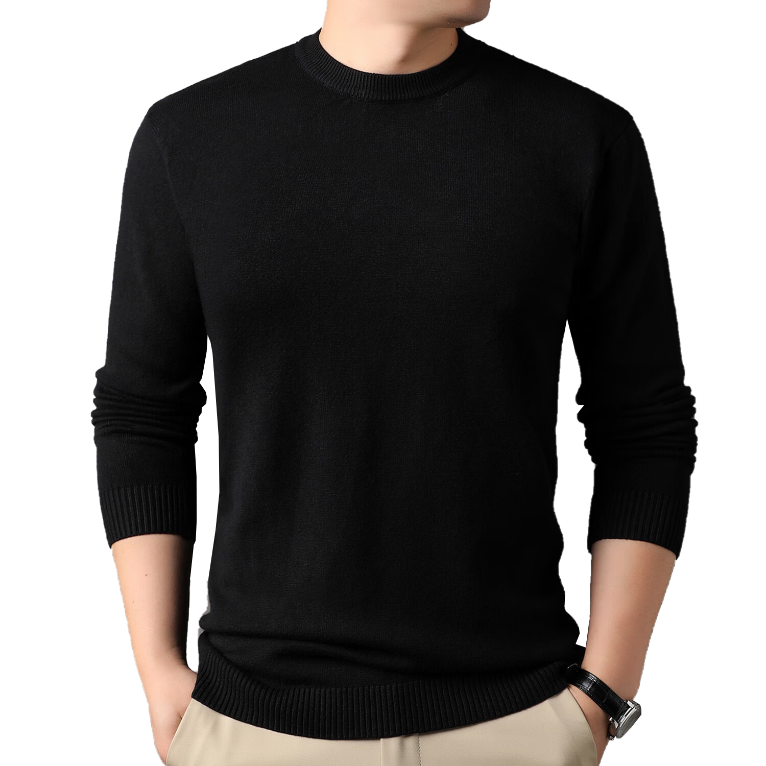 ROMON Men's Sweater Autumn Winter Comfortable Skin-friendly Casual Versatile Warm High-end Knitted Base Shirt 3977 Dark Gray L