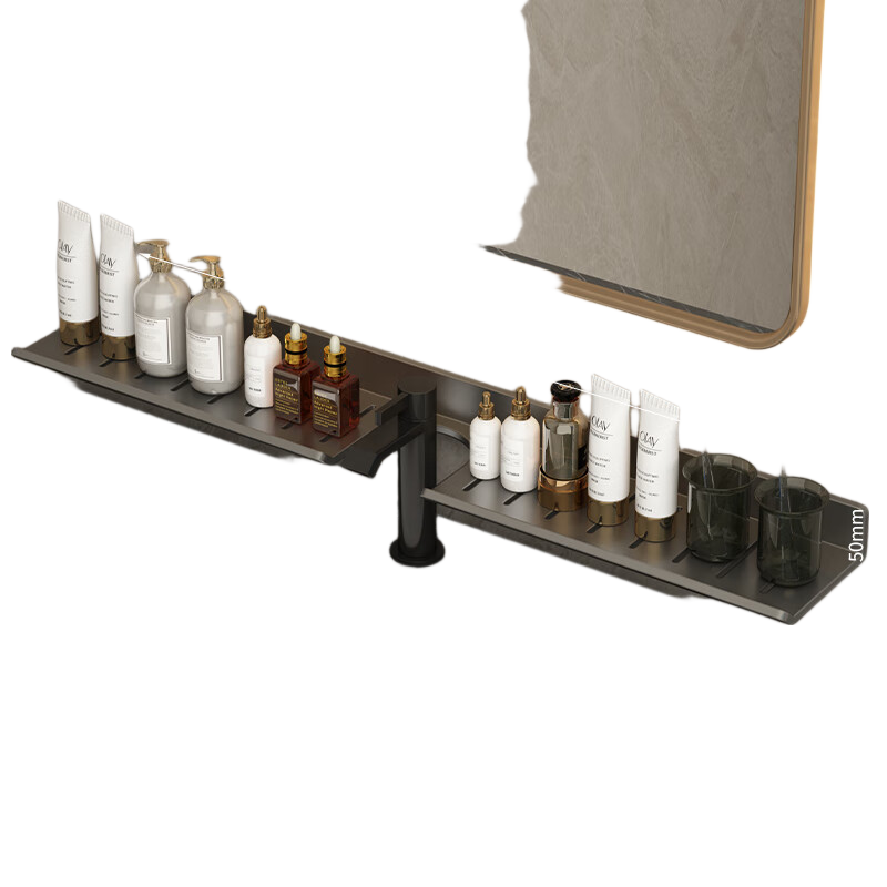 MUYA Mirror Bathroom Storage Rack, Toilet Washbasin Vanity Wall-Mounted Shelf, No Drilling Required, Bathroom Organizer