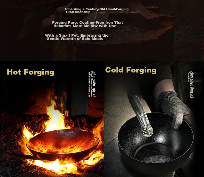 Royalstar Small Iron Wok Non-Coated Flat Bottom Mini Stir-Fry Pan for Single Use Compatible with Induction and Gas Stoves 4