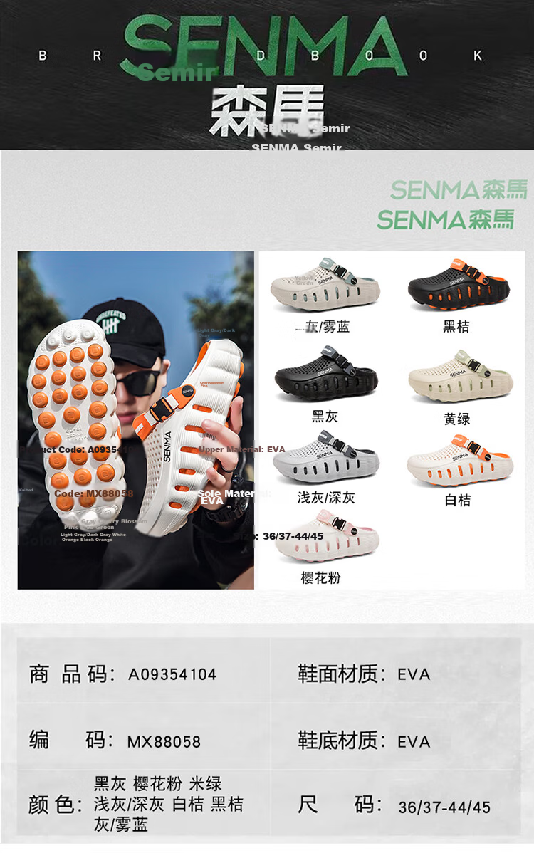 Senma Men’s 2026 New Summer Breathable Slip-On Clogs Non-Slip Odor-Resistant Comfortable Driving and Beach Sandals 1