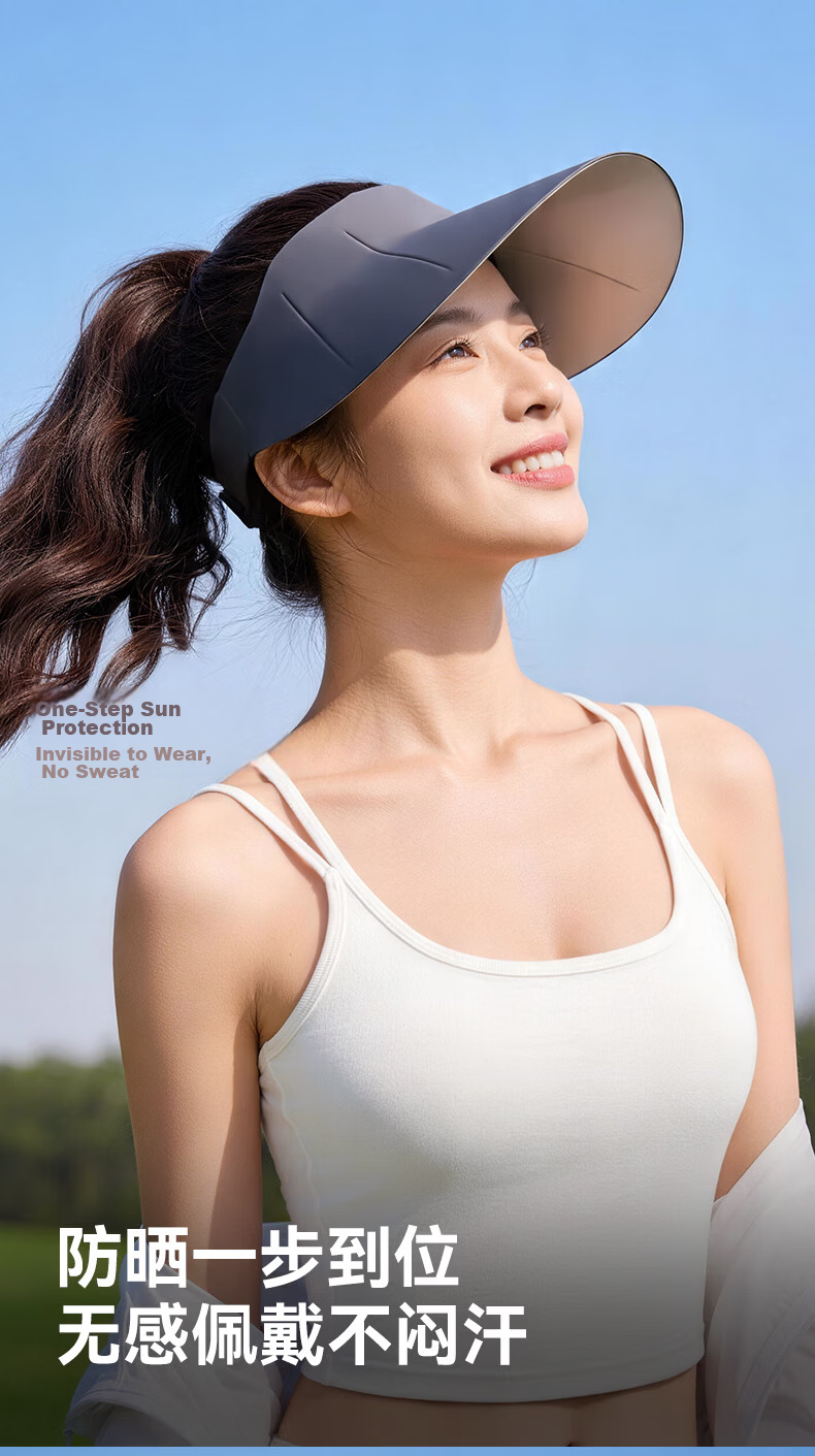 GOLOVEJOY Lightweight Seamless Breathable UV Protection Sun Hat for Women Summer Open-Top Sunshade Hat Night Black 4
