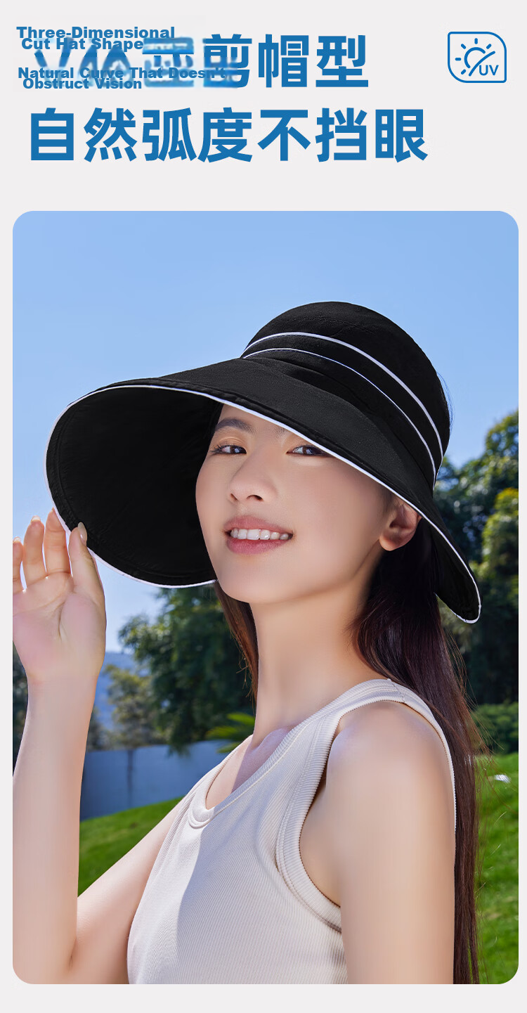 Romon Women's Sun Protection Hat UV Protection Wide Brim Face Covering Sun Hat Open Top Bucket Hat 6