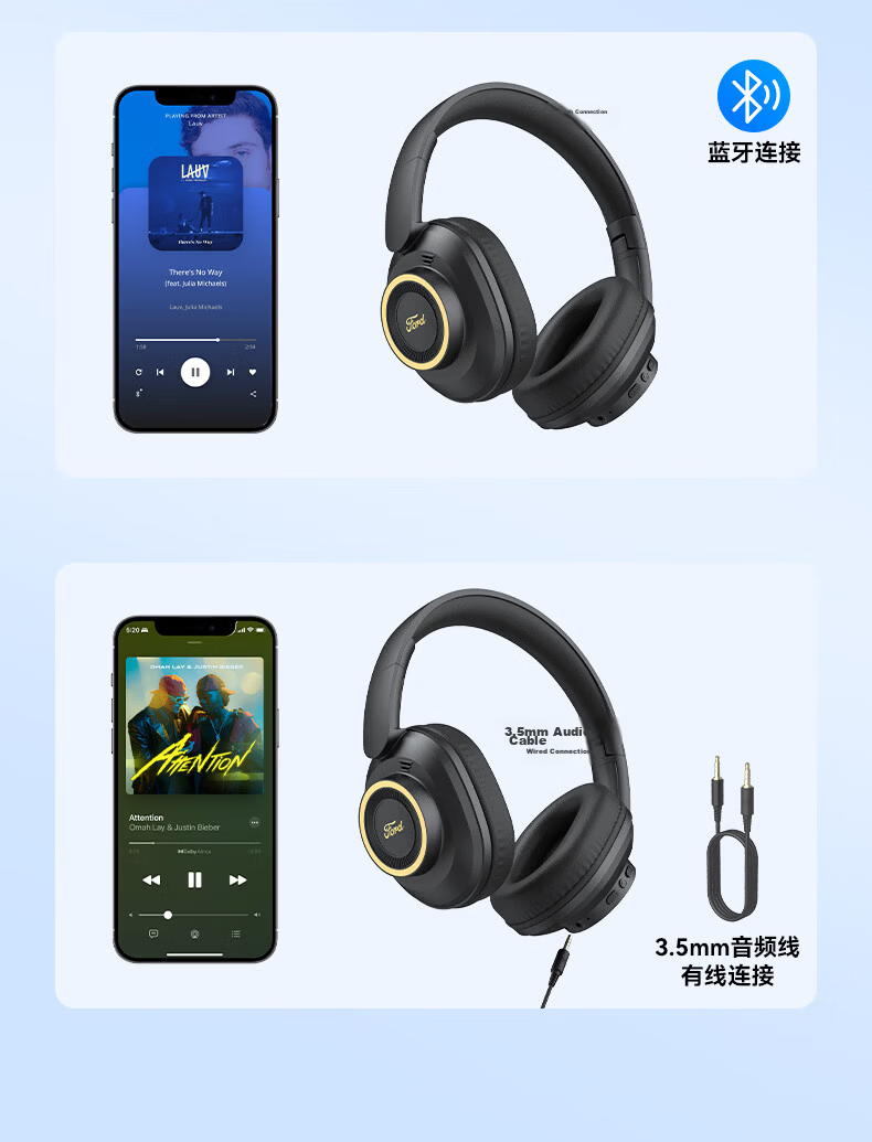 BUGANI BH05 Over-Ear Bluetooth Headphones Active Noise Cancelling Gaming Music Sports Headphones Long Battery Life Skin-Friendly Ear Cushions Black 16